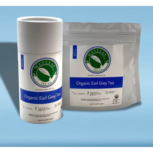 organic earl grey tea canister and pouch